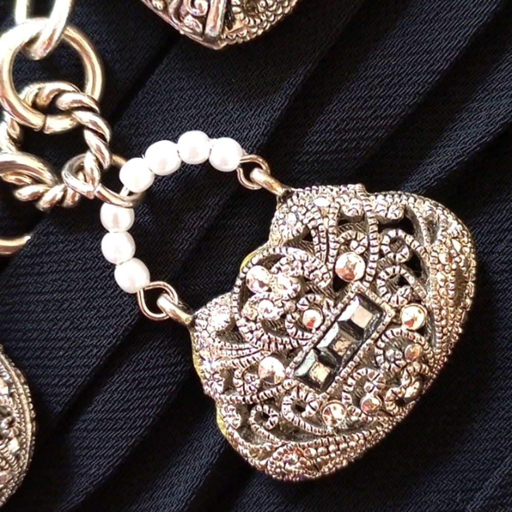 Charm Bracelet (5 Purse Charms) Silver 8" - Picture 3 of 9